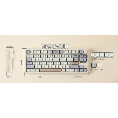 Уценка клавиатура EPOMAKER GALAXY70 RGB Mechanical HUANO Blossom Odyssey Switch Wireless (GALAXY70-G-BO-UA) Grey (Вскрытая упаковка, 907523) купить в Украине | Telemart фото