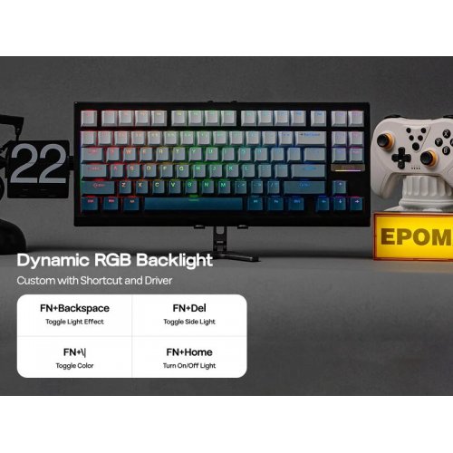 Уценка клавиатура EPOMAKER G84 HE RGB Magnetic Duskrise Switch Wireless (G84HE-BW-D-UA) Blue/White (Вскрытая упаковка, 907527) купить в Украине | Telemart фото