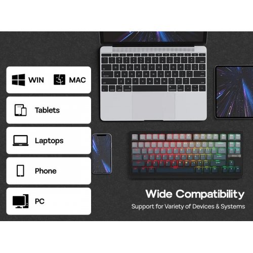 Уценка клавиатура EPOMAKER G84 HE RGB Magnetic Duskrise Switch Wireless (G84HE-BW-D-UA) Blue/White (Вскрытая упаковка, 907527) купить в Украине | Telemart фото
