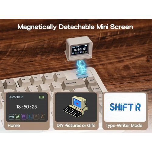 Уценка клавиатура EPOMAKER RT82 RGB Mechanical Sea Salt Silent V2 Switch Wireless (RT82-RW-S-UA) Retro White (Вскрытая упаковка, 907529) купить в Украине | Telemart фото