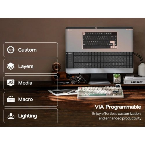 Уценка клавиатура EPOMAKER RT82 RGB Mechanical Sea Salt Silent V2 Switch Wireless (RT82-RW-S-UA) Retro White (Вскрытая упаковка, 907529) купить в Украине | Telemart фото