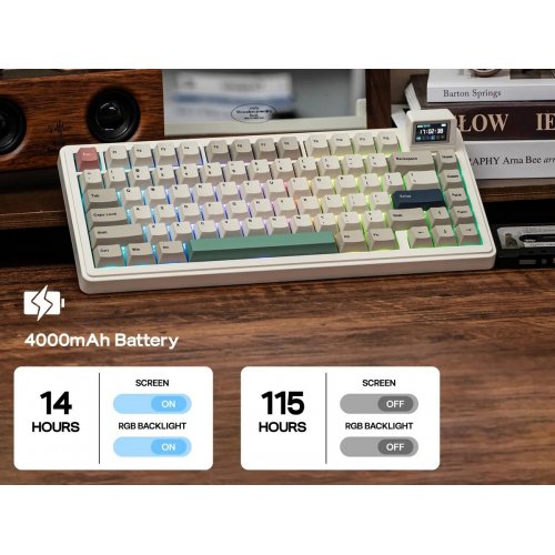 Уценка клавиатура EPOMAKER RT82 RGB Mechanical Sea Salt Silent V2 Switch Wireless (RT82-RW-S-UA) Retro White (Вскрытая упаковка, 907529) купить в Украине | Telemart фото