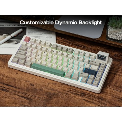 Уценка клавиатура EPOMAKER RT82 RGB Mechanical Sea Salt Silent V2 Switch Wireless (RT82-RW-S-UA) Retro White (Вскрытая упаковка, 907529) купить в Украине | Telemart фото