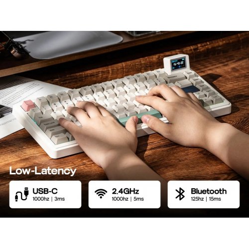 Уценка клавиатура EPOMAKER RT82 RGB Mechanical Sea Salt Silent V2 Switch Wireless (RT82-RW-S-UA) Retro White (Вскрытая упаковка, 907529) купить в Украине | Telemart фото