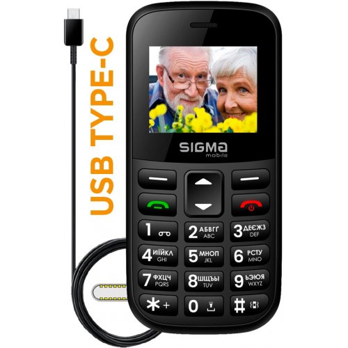 Кнопковий телефон Sigma mobile Comfort 50 Easy Type-C (4827798585214) Black купити в Україні | Telemart фото