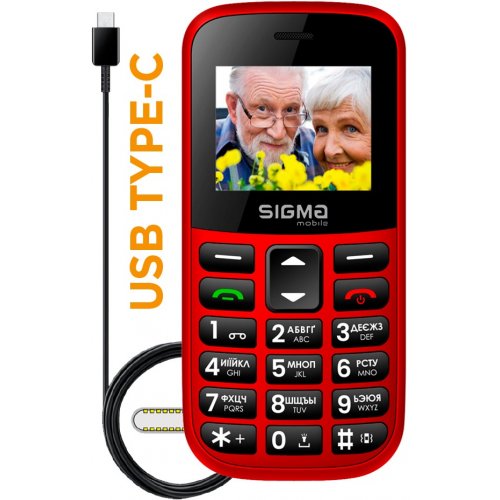 Кнопочный телефон Sigma mobile Comfort 50 Easy Type-C (4827798585221) Red купить в Украине | Telemart фото