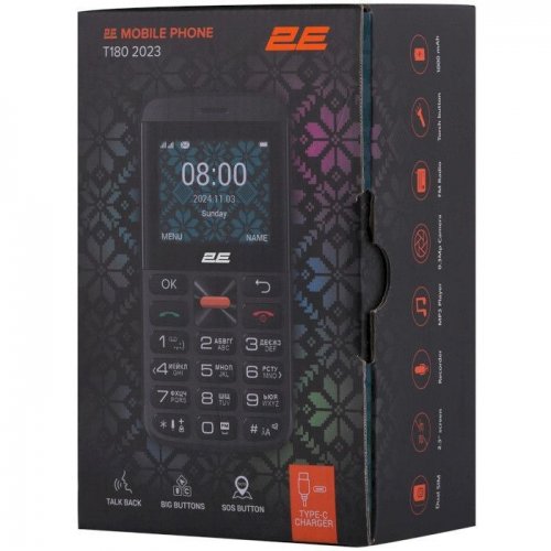 Кнопковий телефон 2E T180 Max (688130251051) Black купити в Україні | Telemart фото