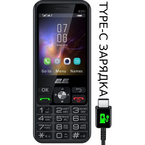 Кнопочный телефон 2E E280 2025 + аккумулятор (794300868957) Black купить в Украине | Telemart фото