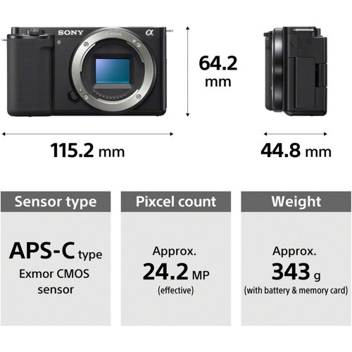 Бездзеркальний фотоапарат Sony ZV-E10 Kit (16-50mm) OSS II (ZVE10KB.CEC) Black купити в Україні | Telemart фото
