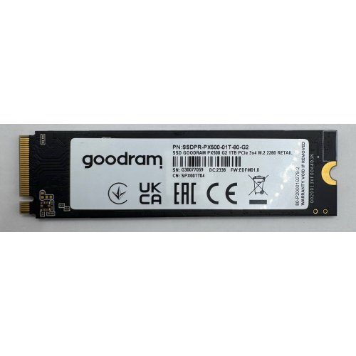 Ssd-диск GoodRAM PX500 G.2 3D NAND 1TB M.2 (2280 PCI-E) NVMe x4 (SSDPR-PX500-01T-80-G2) (Восстановлено продавцом, 907899) купить в Украине | Telemart фото
