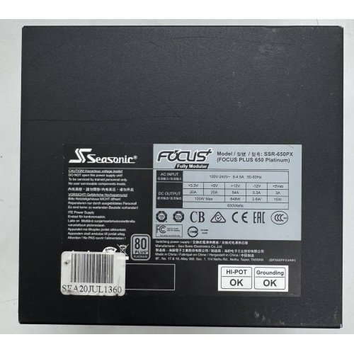 Блок питания Seasonic Focus PX-650W Platinum (SSR-650PX) (Восстановлено продавцом, 907908) купить в Украине | Telemart фото