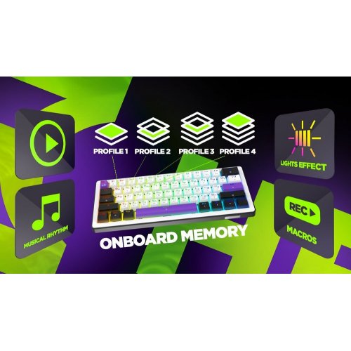 Уценка клавиатура HATOR HK60 Hellyberry Mechanical Linear Wireless White/Violet (Вскрытая упаковка, 908154) купить в Украине | Telemart фото