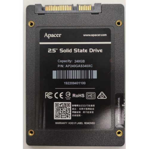 Ssd-диск Apacer AS340X 3D NAND 240GB 2.5" (AP240GAS340XC-1) (Відновлено продавцем, 908293) купити в Україні | Telemart фото
