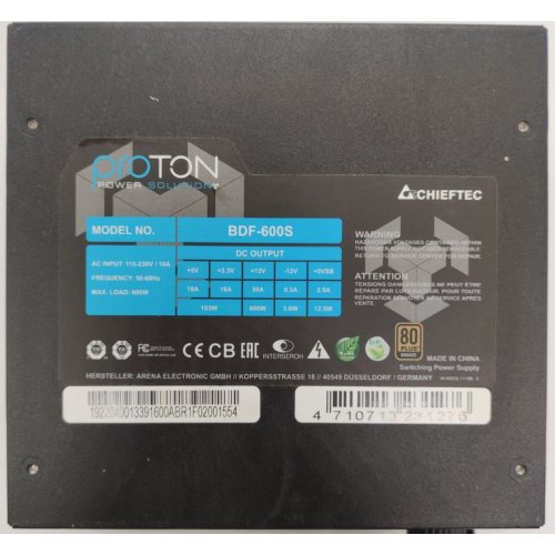 Блок питания CHIEFTEC Proton 600W (BDF-600S) (Восстановлено продавцом, 908513) купить в Украине | Telemart фото