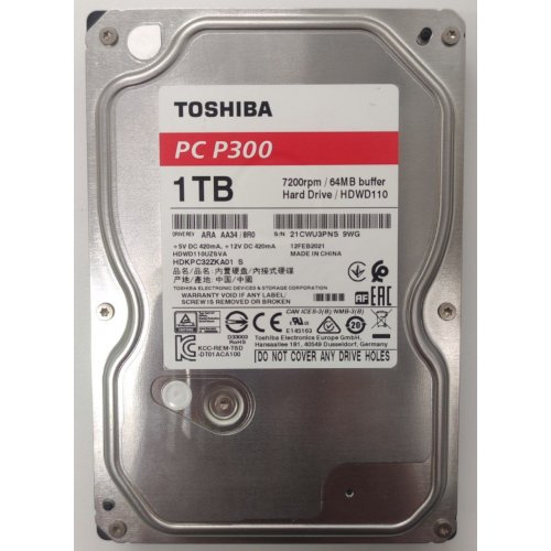 Жесткий диск Toshiba P300 1TB 64MB 7200RPM 3.5" (HDWD110UZSVA) (Восстановлено продавцом, 908538) купить в Украине | Telemart фото