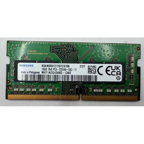 Озп Samsung SODIMM DDR4 16GB 3200Mhz (M471A2G43AB2-CWE) (Відновлено продавцем, 908669) купити в Україні | Telemart фото
