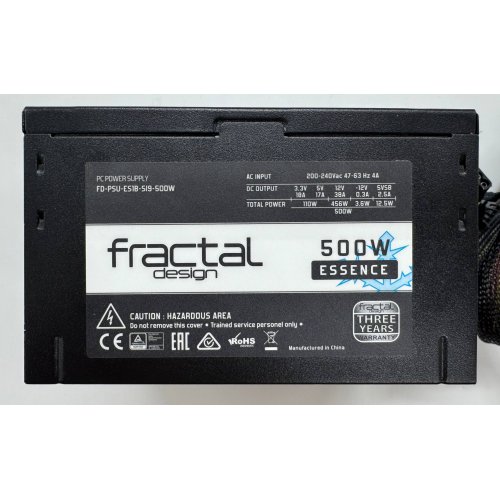 Блок питания Fractal Design Essence 500W (FD-PSU-ES1B-S19-500W) (Восстановлено продавцом, 908898) купить в Украине | Telemart фото