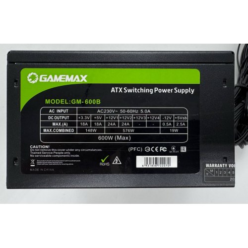 Блок живлення GAMEMAX GM-600B 600W (GM-600B) (Відновлено продавцем, 908902) купити в Україні | Telemart фото