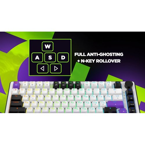 Уцінка клавіатура HATOR HK75 Hellyberry Mechanical Linear White/Violet (Розкрита упаковка, 909329) купити в Україні | Telemart фото
