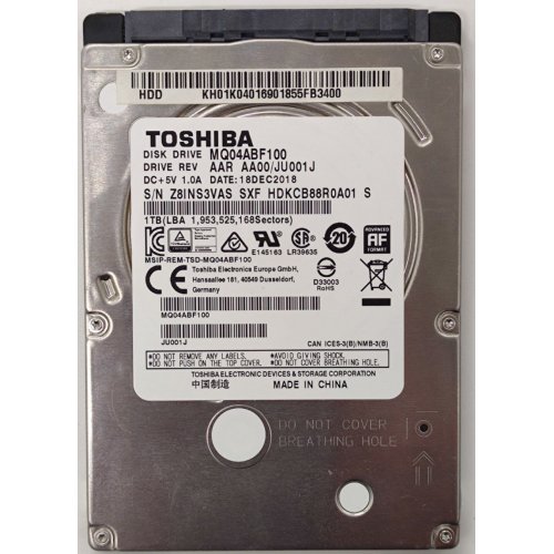 Жорсткий диск Toshiba 1TB 128MB 5400RPM 2.5'' (MQ04ABF100) (Відновлено продавцем, 909351) купити в Україні | Telemart фото