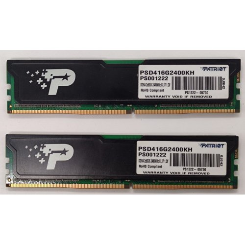 Озп Patriot DDR4 16GB (2x8GB) 2400Mhz Signature Line (PSD416G2400KH) (Відновлено продавцем, 909373) купити в Україні | Telemart фото