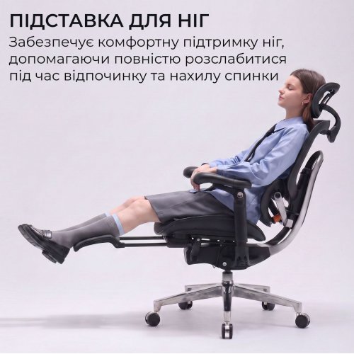 Крісло офісне з підставкою для ніг Sihoo DORO C500 V2 with Footrest (C500-V2-B101-JT) Black купити в Україні | Telemart фото