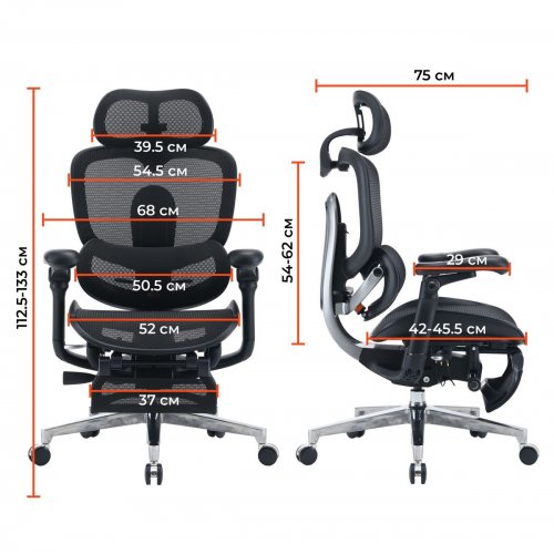 Крісло офісне з підставкою для ніг Sihoo DORO C500 V2 with Footrest (C500-V2-B101-JT) Black купити в Україні | Telemart фото