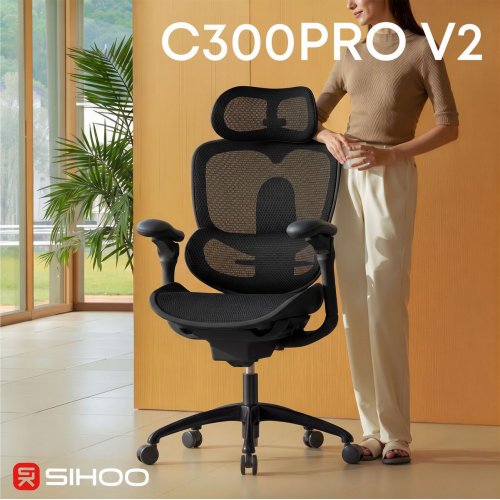 Офисное кресло Sihoo DORO C300 Pro V2 (C300-PRO-V2-B101) Black купить в Украине | Telemart фото