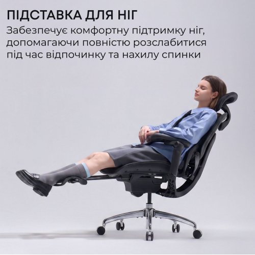 Крісло офісне з підставкою для ніг Sihoo DORO C300 Lite V2 with Footrest (C300-LITE-V2-B102-JT) White купити в Україні | Telemart фото