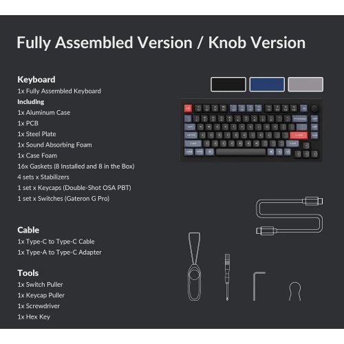 Клавиатура Keychron Q1 QMK RGB Gateron G Pro Brown Hot-Swap Knob (Q1O3Z) Navy Blue купить в Украине | Telemart фото