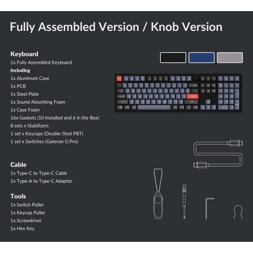 Клавіатура Keychron Q6 QMK RGB Gateron G Pro Blue Hot-Swap Knob (Q6M2) Carbon Black купити в Україні | Telemart фото