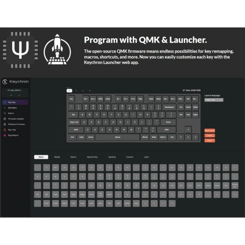 Клавіатура Keychron K1 Max RGB Low Profile Gateron Mechanical Brown Switch Wireless (K1M-B3) Black купити в Україні | Telemart фото