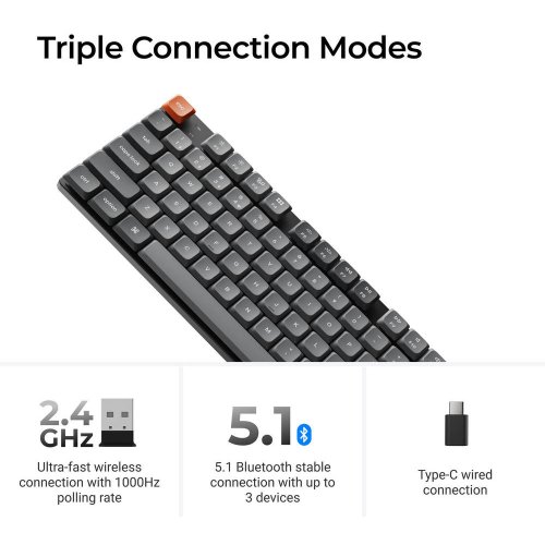 Клавіатура Keychron K1 Max RGB Low Profile Gateron Mechanical Brown Switch Wireless (K1M-B3) Black купити в Україні | Telemart фото