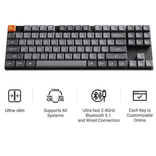 Клавіатура Keychron K1 Max RGB Low Profile Gateron Mechanical Red Switch Wireless (K1M-B1) Black купити в Україні | Telemart фото