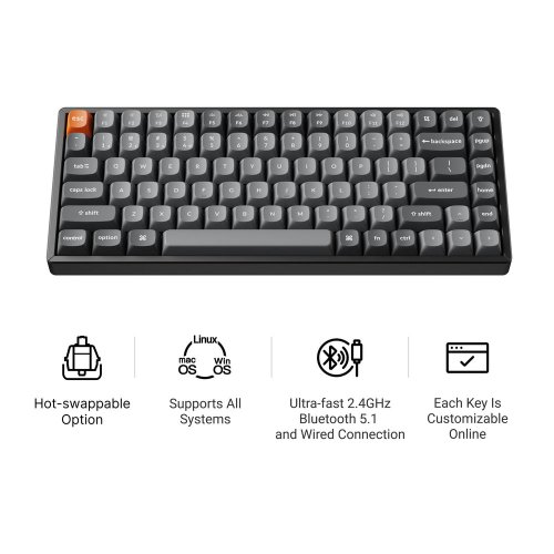 Клавіатура Keychron K2 Max RGB Keychron Super Red Switch Wireless (K2M-B1) Black купити в Україні | Telemart фото