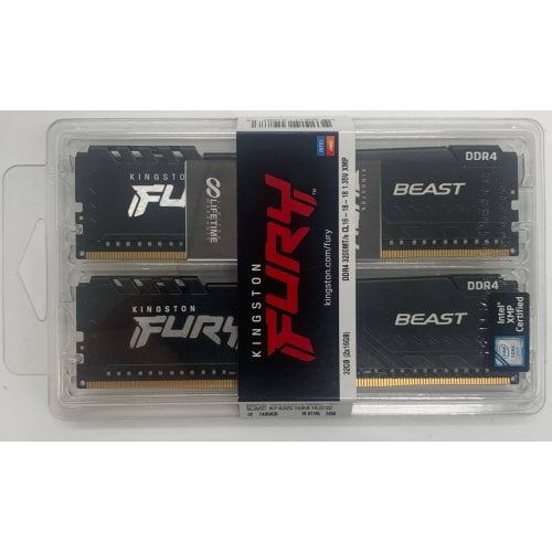 Озу Kingston DDR4 32GB (2x16GB) 3200Mhz FURY Beast Black (KF432C16BB1K2/32) (Восстановлено продавцом, 909625) купить в Украине | Telemart фото