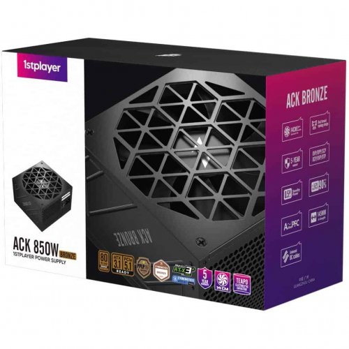 Блок живлення 1stPlayer HA-850AA2 850W (ACK-BRZ-850-BK-EU) Black купити в Україні | Telemart фото
