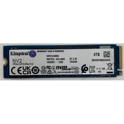 Ssd-диск Kingston NV2 3D NAND 4TB M.2 (2280 PCI-E) NVMe x4 (SNV2S/4000G) (Восстановлено продавцом, 910112) купить в Украине | Telemart фото