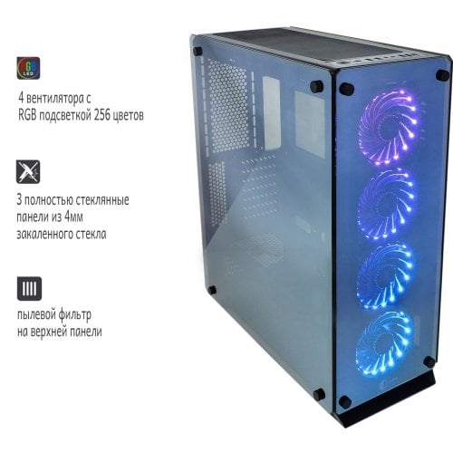 Корпус QUBE Armor RGB Tempered Glass без БП (QBT97_FMNU4+2ARMOR) Black (Восстановлено продавцом, 910152) купить в Украине | Telemart фото