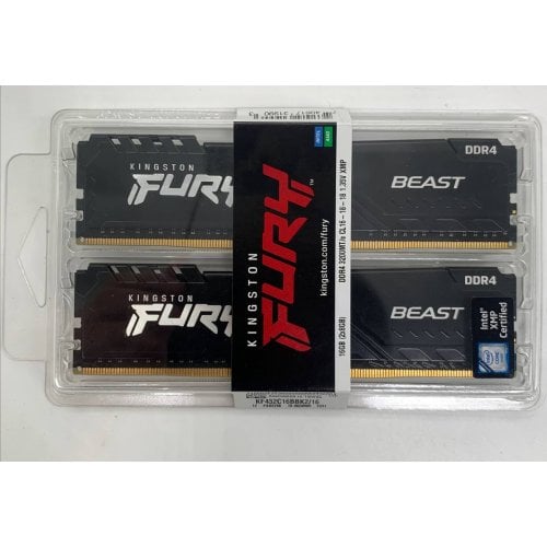 Озу Kingston DDR4 16GB (2x8GB) 3200Mhz FURY Beast Black (KF432C16BBK2/16) (Восстановлено продавцом, 910419) купить в Украине | Telemart фото