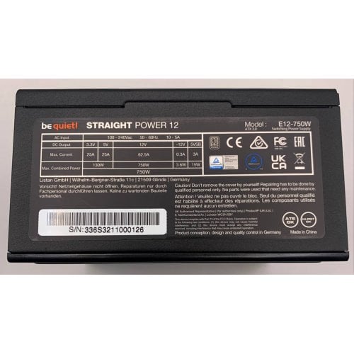 Блок живлення Be Quiet! Straight Power 12 750W (BN336) (Відновлено продавцем, 910512) купити в Україні | Telemart фото