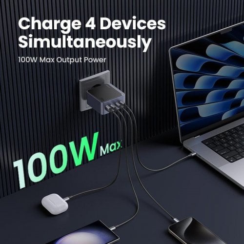 Уценка сетевое зарядное устройство Ugreen X565 Nexode Air GaN Tech USB + 3 x USB Type-C 100W (35043) Grey (Вскрытая упаковка, 910796) купить в Украине | Telemart фото