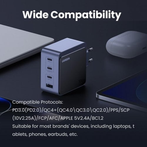 Уценка сетевое зарядное устройство Ugreen X565 Nexode Air GaN Tech USB + 3 x USB Type-C 100W (35043) Grey (Вскрытая упаковка, 910796) купить в Украине | Telemart фото