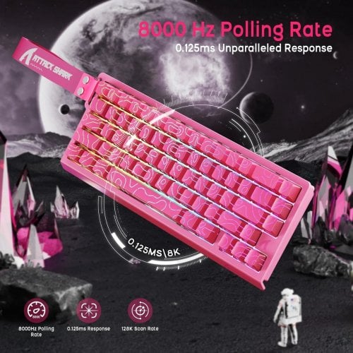 Уценка клавиатура Attack Shark X68 RGB HE Magnetic Linear Switches (AS-6972792471051-P) Pink Contours (Вскрытая упаковка, 910850) купить в Украине | Telemart фото