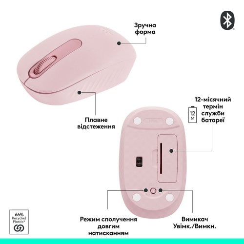 Уцінка миша Logitech M196 Bluetooth (910-007461) Rose (Розкрита упаковка, 910965) купити в Україні | Telemart фото
