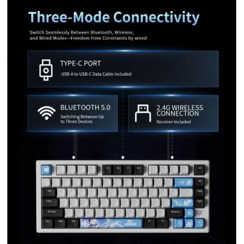 Клавіатура ATK V75X RGB Aurora Ice Cream Wireless (6976742070165) Gunmetal купити в Україні | Telemart фото