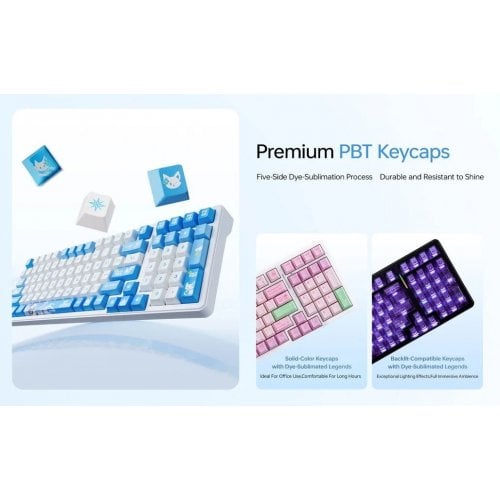 Клавіатура ATK A98 RGB Ultra Arctic latte V2 Wireless (6976742075009) Shadow Purple купити в Україні | Telemart фото