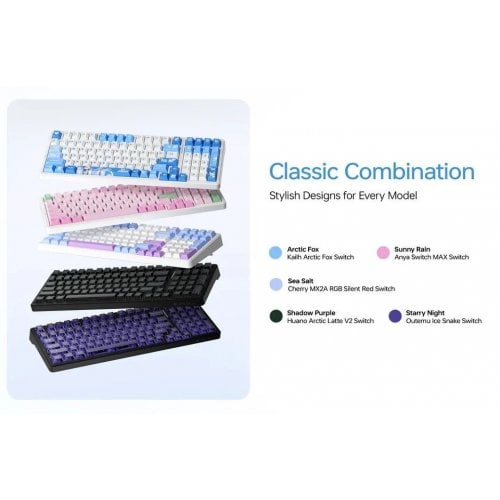 Клавіатура ATK A98 RGB Ultra Arctic latte V2 Wireless (6976742075009) Shadow Purple купити в Україні | Telemart фото