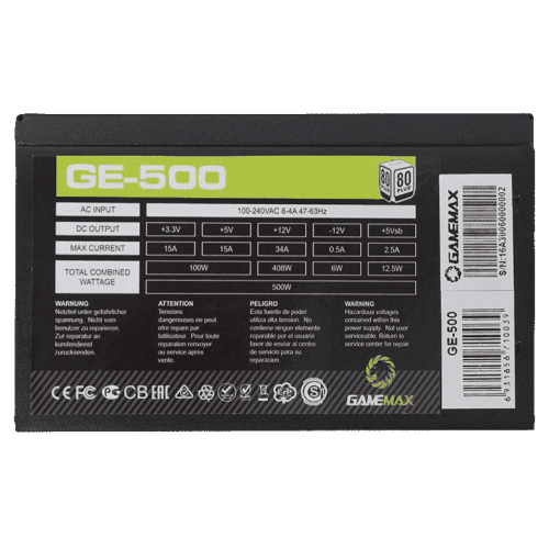 Уцінка блок живлення GAMEMAX GE-500 500W (GE-500) (Розкрита упаковка, 911160) купити в Україні | Telemart фото