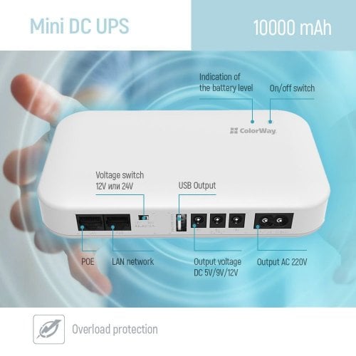 Уценка ибп для роутеров ColorWay 10000mAh 21W (CW-PB100LI3WT) White (Вскрытая упаковка, 911175) купить в Украине | Telemart фото